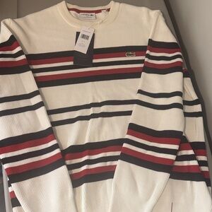 Lacoste Men's Long Sleeve Shirt - Cream, Black, Red